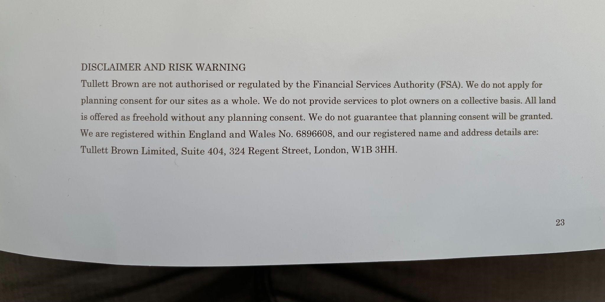 Land risk warning